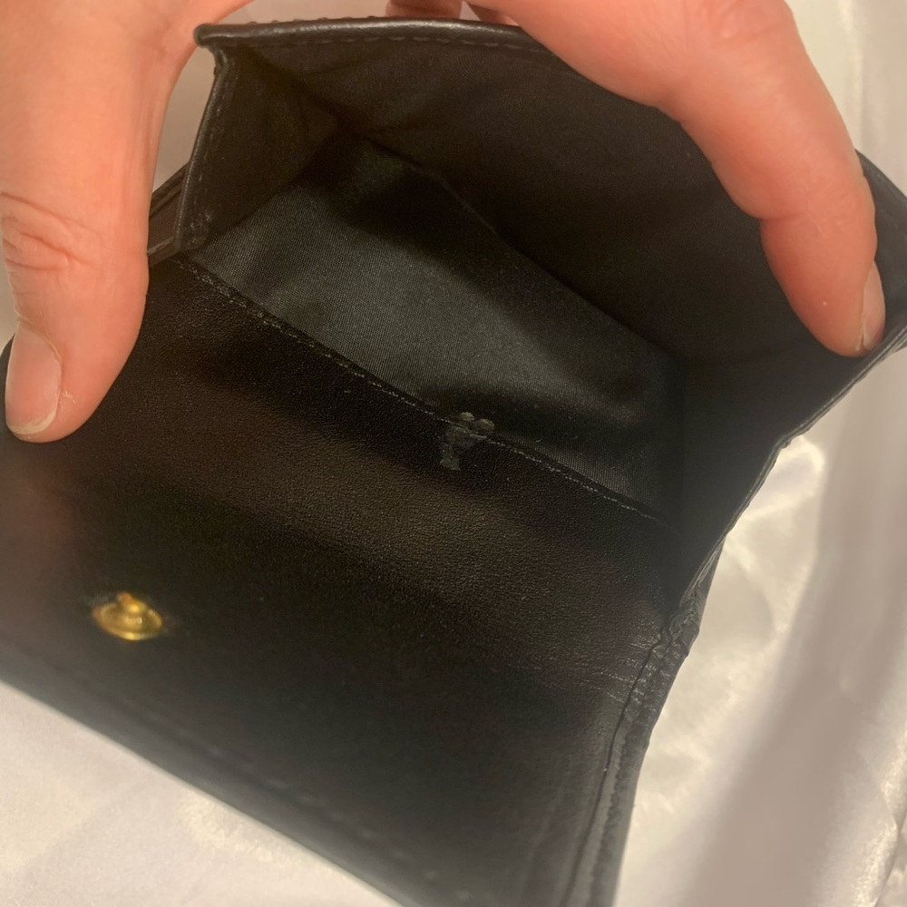 COACH JAQUARD TRIFOLD LEATHER TRIM IN BLACK WALLET GOLD ACCENT - Picture 15 of 16